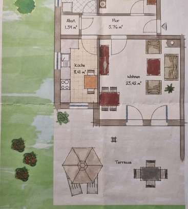 2 Zimmer Erdgeschosswohnung in top Lage mit Garten & Terrasse, möbliert, inkl. Stellplatz.