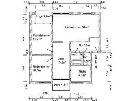 Gepflegte Wohnung mit drei Zimmern und EBK in Düsseldorf