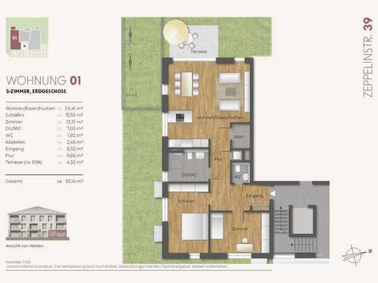 3 - Zi. Neubau Erdgeschosswohnung (Whg. 01)