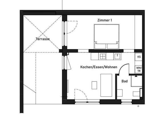 Geschmackvolle 2-Raum-Wohnung mit Terrasse und EBK in Waldaschaff