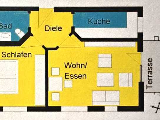 Sonnige 2-Zimmer-Wohnung mit Terrasse und EBK in Rottenburg-Ergenzingen