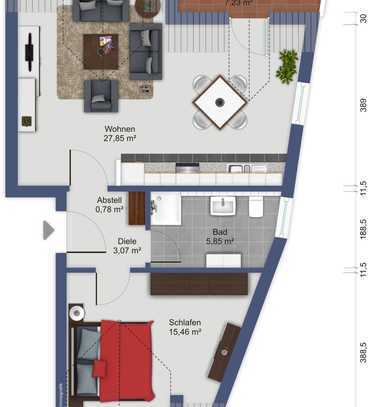 Sehr gepflegte 2-Zimmer-Dachgeschosswohnung mit Balkon und Einbauküche im Herzen Kelkheims (Taunus)