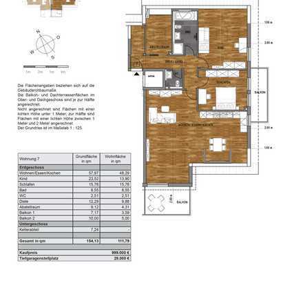 NEUBAU + 3 - Zi.- Dachgeschosswohnung mit Klimaanlage und 2 Balkonen