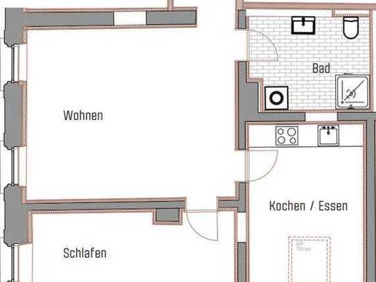 Erstbezug nach Sanierung: geräumige 2-Raum-Wohnung im Zentrum von Neumarkt-St. Veit