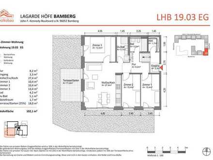NEUBAU! Schöne 4-Zimmer-Wohnung (19.03) mit Terrasse im Erdgeschoss