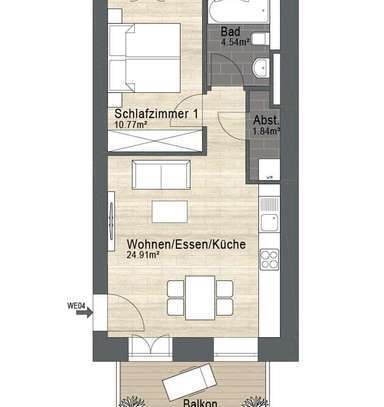 2 Zimmer Wohnung + Balkon. Erstbezug im Zentrum