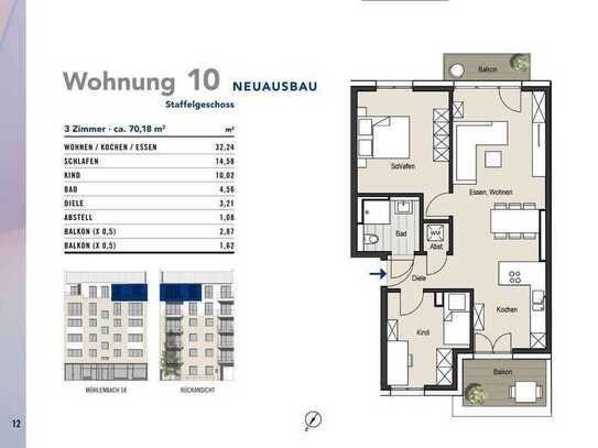 Urbaner Wohnkomfort in Köln - Exklusiver Neuausbau mit zwei Balkonen, WE 10