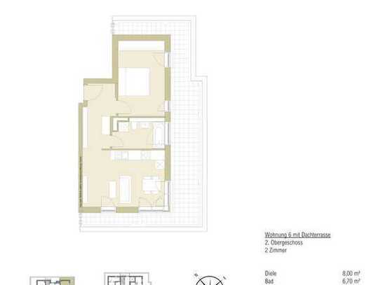 Promenandenensemble "Truderinger Wald" - 2-Zimmer-Dachterrassenwohnung - Whg 6