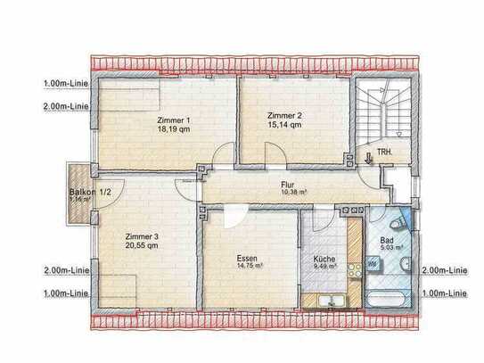 Modernisierte 4 Zimmer -Wohnung in guter Lage - perfekt für eine 3er-WG