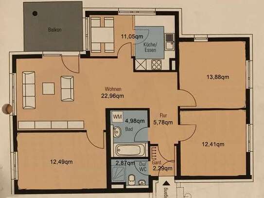 Stilvolle, gepflegte 4-Zimmer-Erdgeschosswohnung mit Balkon und Einbauküche in Eningen unter Achalm