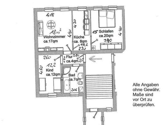 Sehr schöne 3 Zi.-Wohnung in ruhiger Lage mit Gartennutzung und Einbauküche