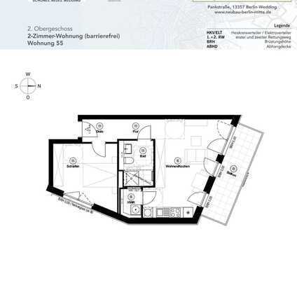 Effizient geschnittene 2-Zimmmerwohnung mit Balkon zum ruhigen Innenhof | WE55