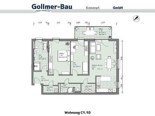 Helle Eigentumswohnung mit 3 Zimmern und Balkon in Südost-Ausrichtung