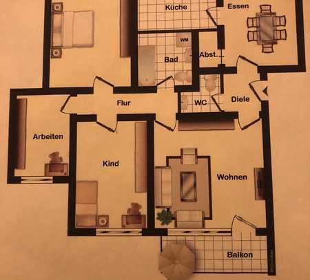 Stilvolle, gepflegte 4-Raum-Wohnung mit Balkon in Köln Weiden