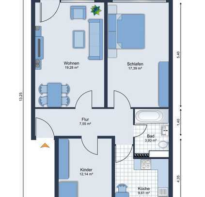 Schone 3-Zimmer-Wohnung mit Balkon und EBK in Karlsruhe