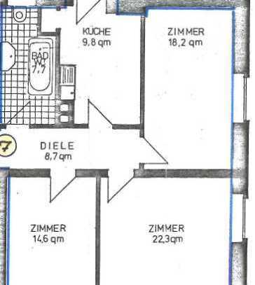 Erstbezug nach Sanierung mit Balkon: Wg geeignete 3-Zimmer-Wohnung zentral in Karlsruhe