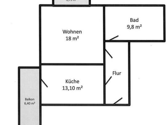 Atmosphärische 1-Zimmer-EG-Wohnung mit Wohnküche und 2 Balkonen in Dresden