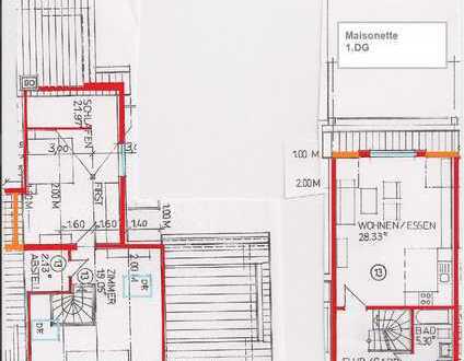 3,5 ZKB Dachgeschoss Maisonette in ruhiger Lage