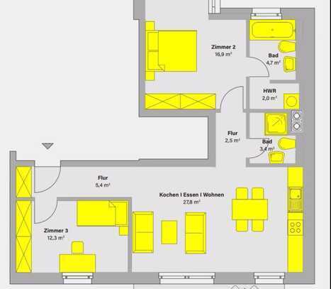 (English below) Moderne 3-Zimmer-Wohnung (Neubau 2024) mit Einbauküche und südlichem Balkon