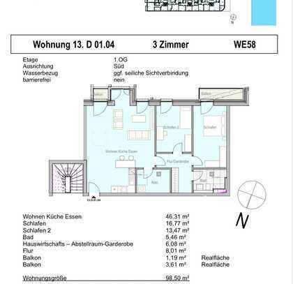 Traumhafte 3-Zimmer Neubauwohnung mit 2 Balkone