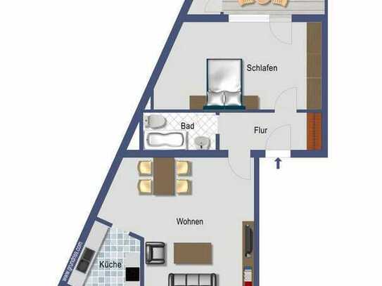 Vermietete 2-Zimmer-Wohnung mit Balkon provisionsfrei