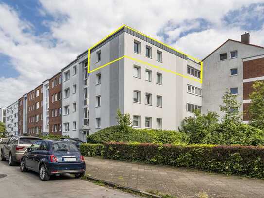 D-Oberkassel: Zentral, sehr ruhig im Grünen mit Balkon, Garage+Stellplatz