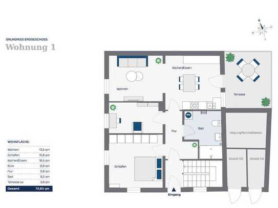 Neuwertige, charmante 3 ZKB EG Wohnung mit Terrasse