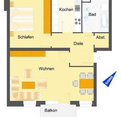2-Zimmer-Whg. mit neuem Tageslichtbad und Balkon