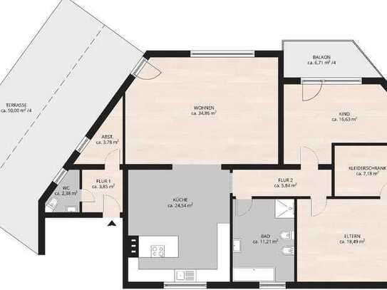 3,5-Raum-Wohnung mit Terrasse und Einbauküche in Gründau