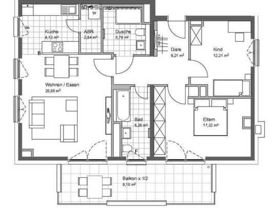 Helle 3-Zimmer-Dachgeschosswohnung in City West / Bockenheim