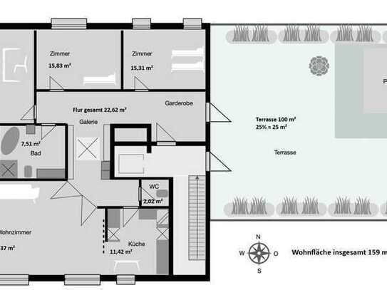 Stilvolle 4-Zimmer-DG-Wohnung mit Terrasse und Einbauküche in Starnberg