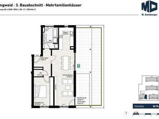 Modernes Penthouse mit großer Dachterrasse in ruhiger Lage