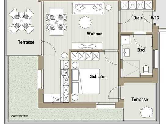 2-Zimmer Dachgeschosswohnung mit Süd-West Ausrichtung