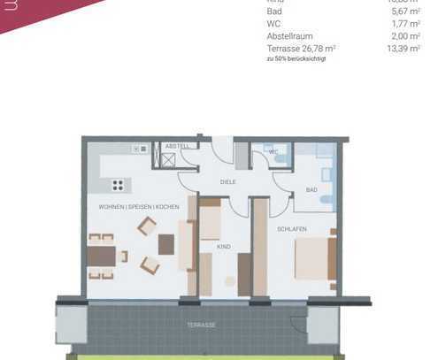 3-Zimmer-EG-Wohnung mit geh. Ausstattung & Tiefgaragenstellplatz