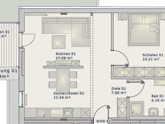 Stilvolle 2-Zimmer-Wohnung mit Einbauküche und Balkon