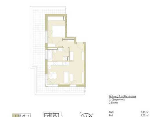 Promenandenensemble "Truderinger Wald" - 2-Zimmer-Dachterrassenwohnung - Whg 7