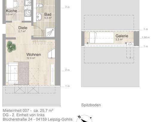 Stillvolle 1-Raum-Dachgeschosswohnung mit Galerie!