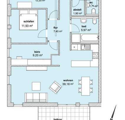 Schöne moderne Wohnung mit großzügigem Süd-West Balkon