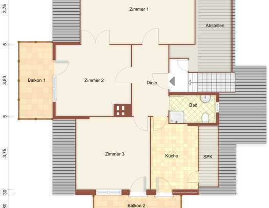 Gut geschnittene helle 3-Zimmer-Wohnung mit Balkon in guter zentraler Hermsdorfer Wohnlage