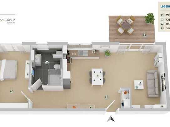 Charmante 2-Zimmer-Wohnung mit Terrasse und Garten