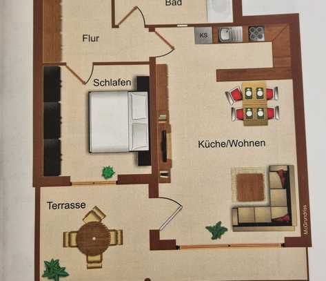 Neuwertige 2-Zimmer-Terrassenwohnung mit Garten + TG Stellplatz und EBK in Mühldorf