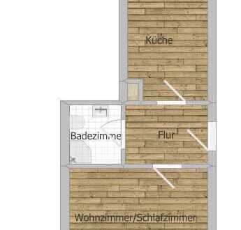 Renovierungsbedürftige 1,5 Raumwohnung im Erdgeschoß