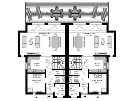 Dreifach sparen. Doppelhaushälfte als klimafreundlicher Neubau mit PV - Anlage. Kfw Förderung (100