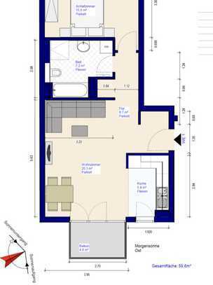 Zweitbezug - Dachgeschosswohnung mit Balkon und EBK in Berlin Köpenick