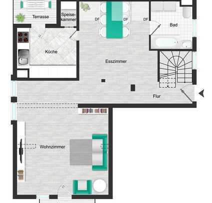 Großzügige Maisonette-Wohnung mit Haus im Haus-Charakter!