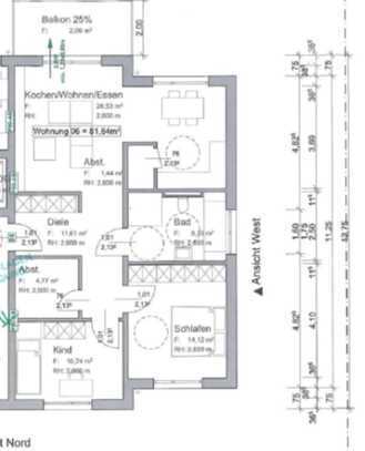 3ZKB Wohnung mit Balkon in Neubau (2020), Wärmepumpe, Fußbodenheizung