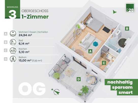 Kompakt und clever - Tolle Wohnung in Wachstumsregion (Wohnung 3)