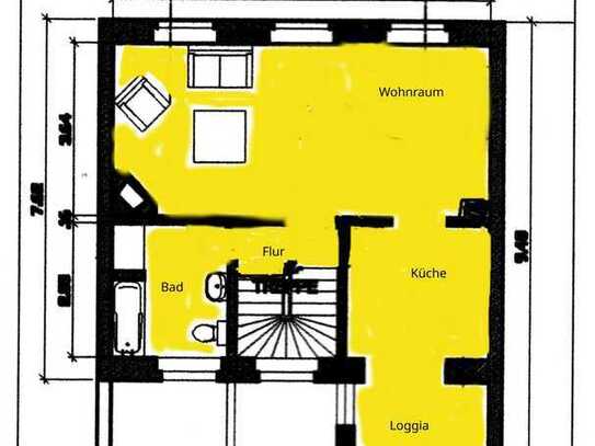 Carlstadt Charme großes 1-Zimmer-Appartement 52 m² Bastionstrasse