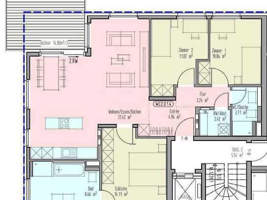 Erstbezug 4-Zimmer-Wohnung, gehobene Ausstattung mit Einbauküche in Halbhöhenlage ES