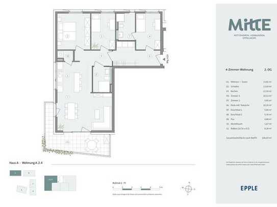 4-Zimmer-Wohnung mit eigenem Wohnbereich für die Pflegekraft